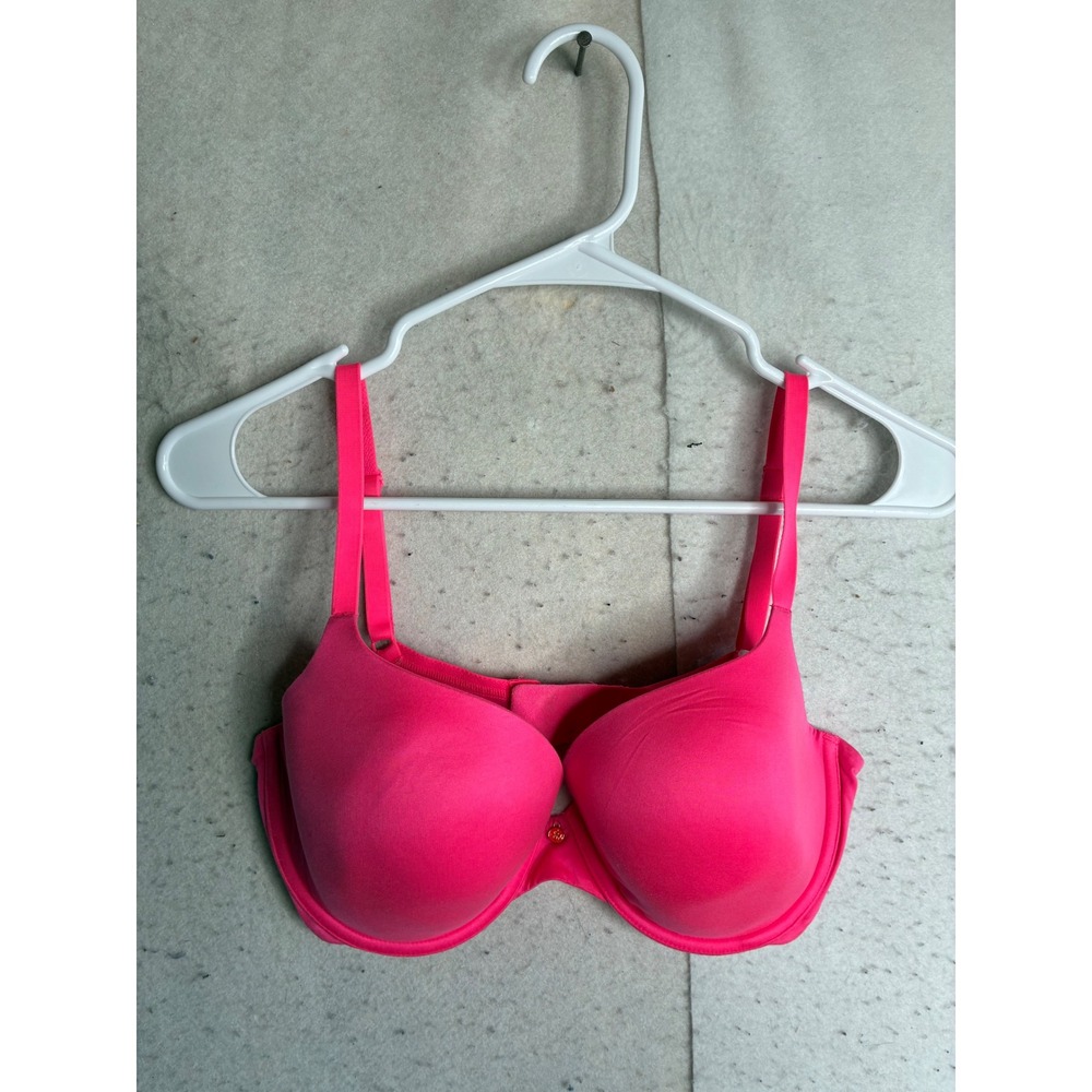 Victoria's Secret Lined Demi Bra Neon Hot Pink Underwire 34DD